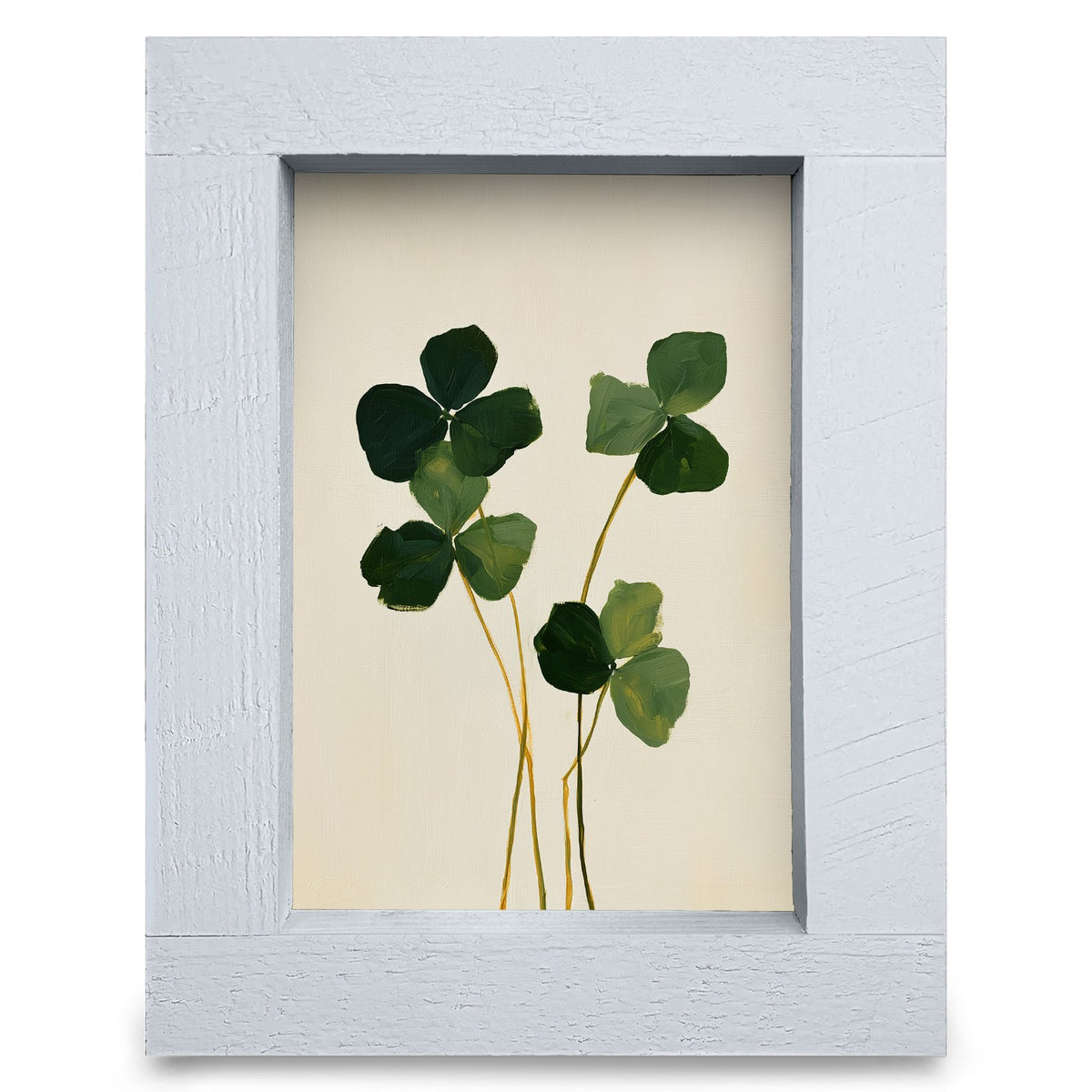 Painted Shamrock Clovers | Real Wood Framed Wall Art Print