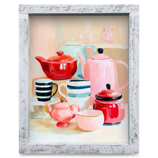 Pretty Kitchen Pots | Real Wood Framed Wall Art Print