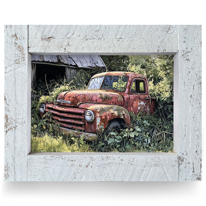 Old Abandoned Pickup Truck | Real Wood Framed Wall Art Print