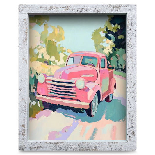 Old Pickup Truck | Real Wood Framed Wall Art Print