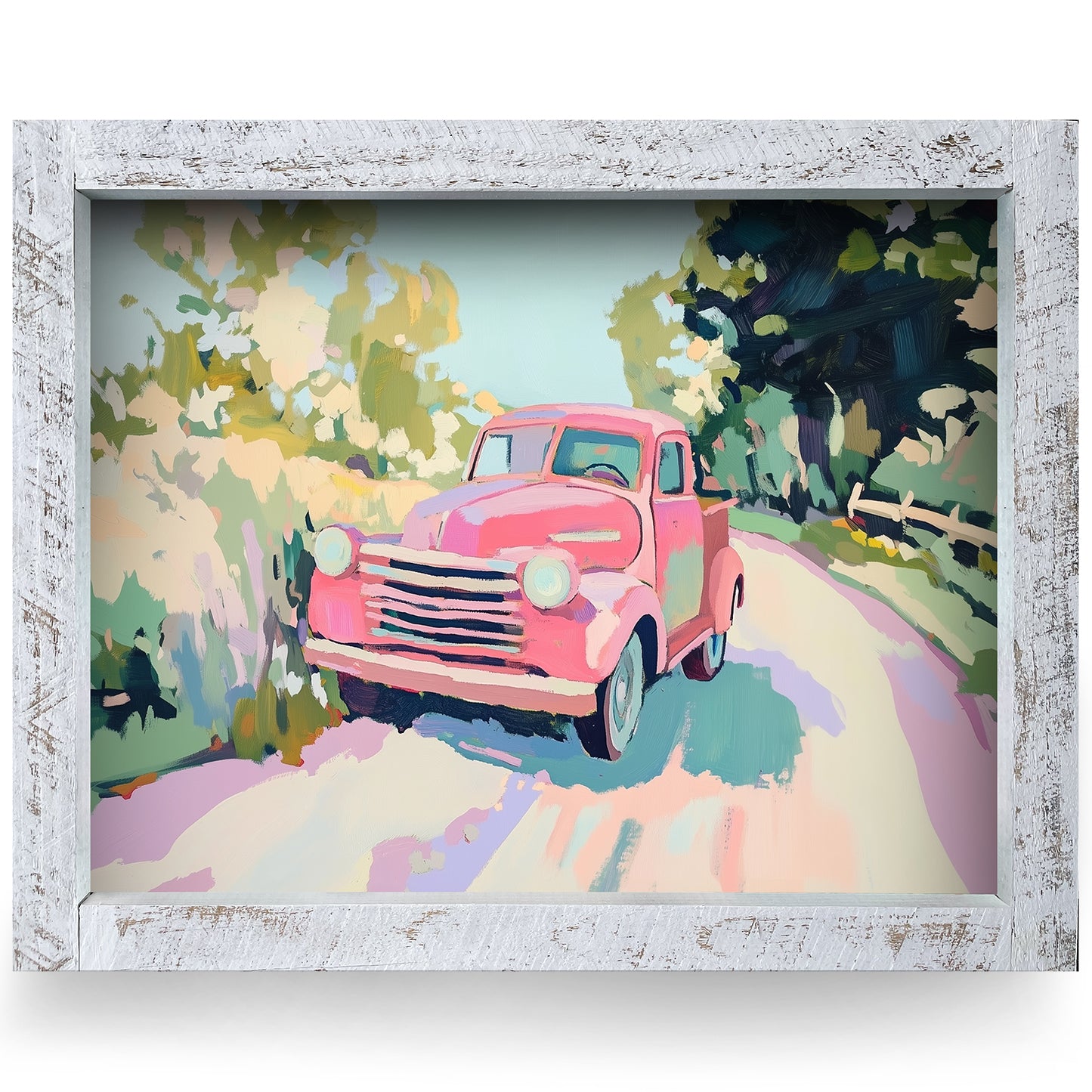 Old Pickup Truck | Real Wood Framed Wall Art Print | Horizontal