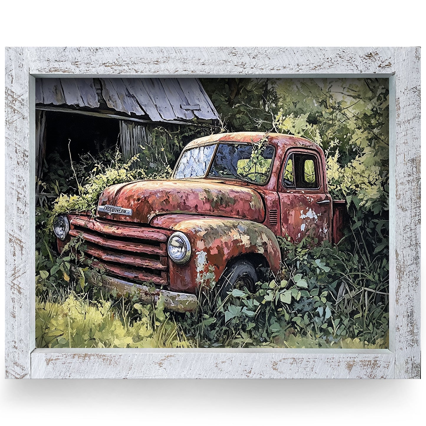 Old Abandoned Pickup Truck | Real Wood Framed Wall Art Print