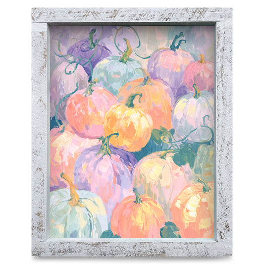 Pastel Pumpkins | Real Wood Framed Wall Art Print