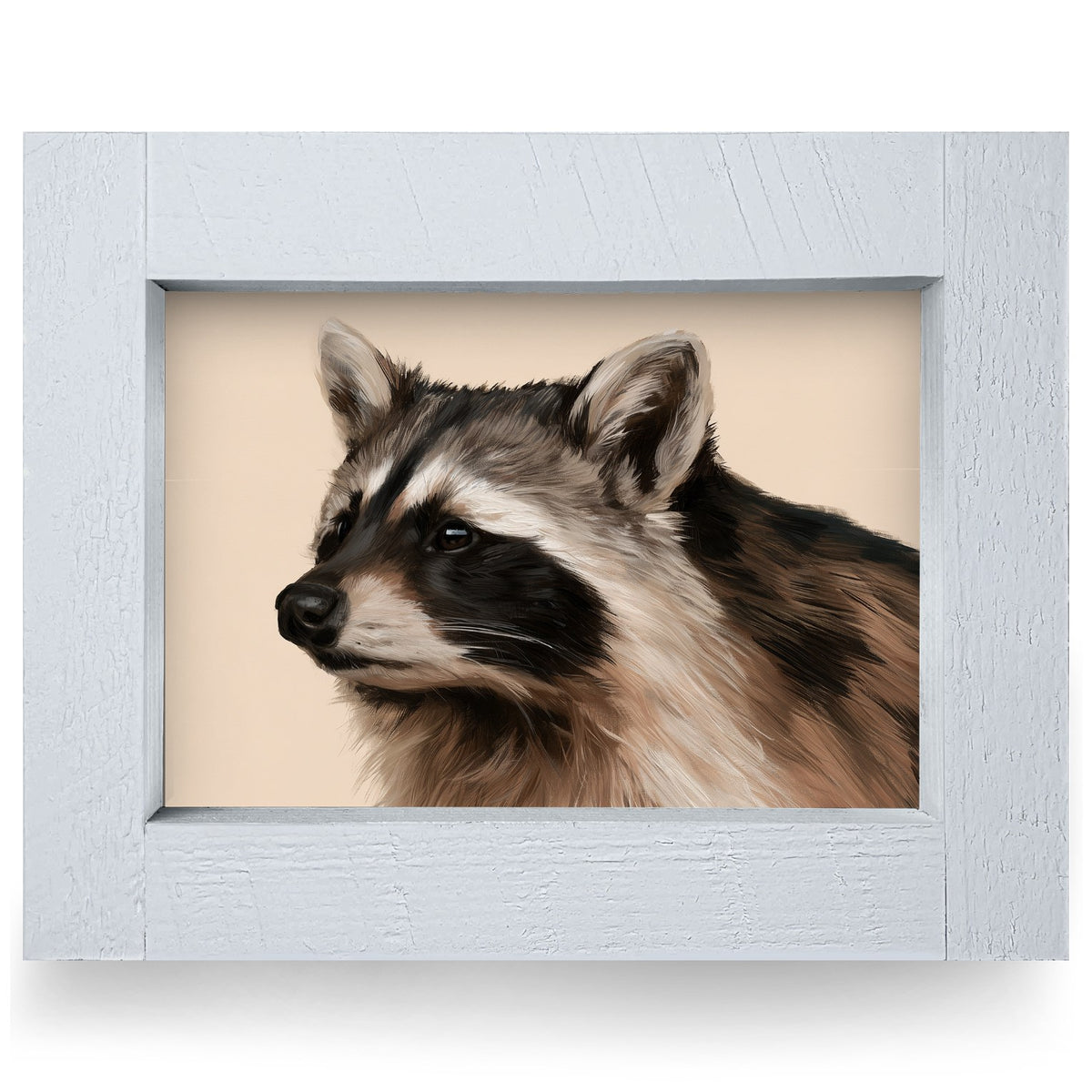 Raccoon Portrait | Real Wood Framed Wall Art Print