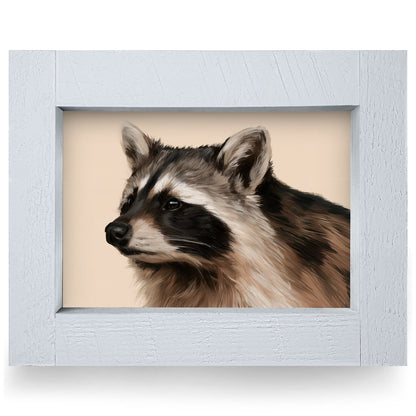 Raccoon Portrait | Real Wood Framed Wall Art Print