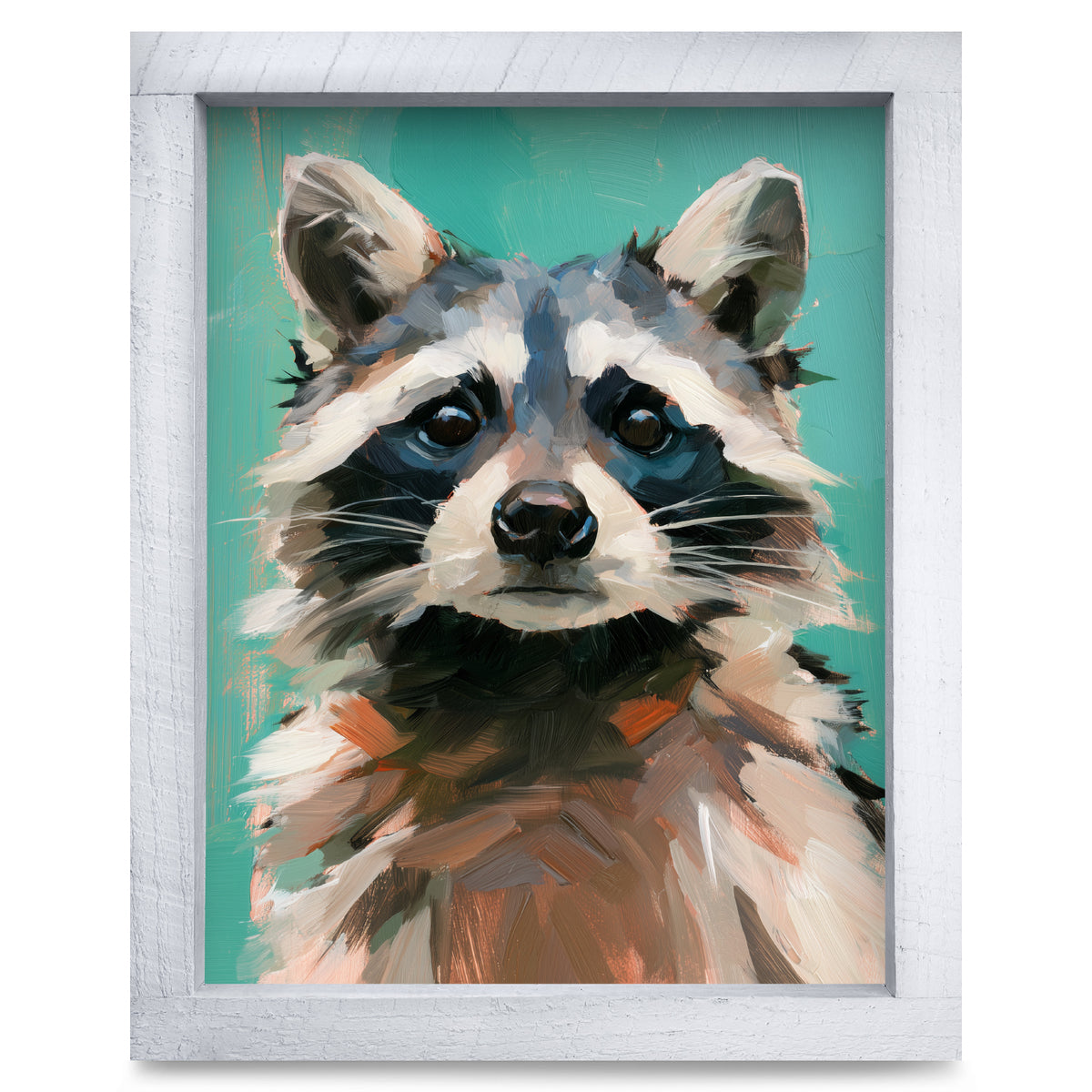 Raccoon Portrait | Real Wood Framed Wall Art Print