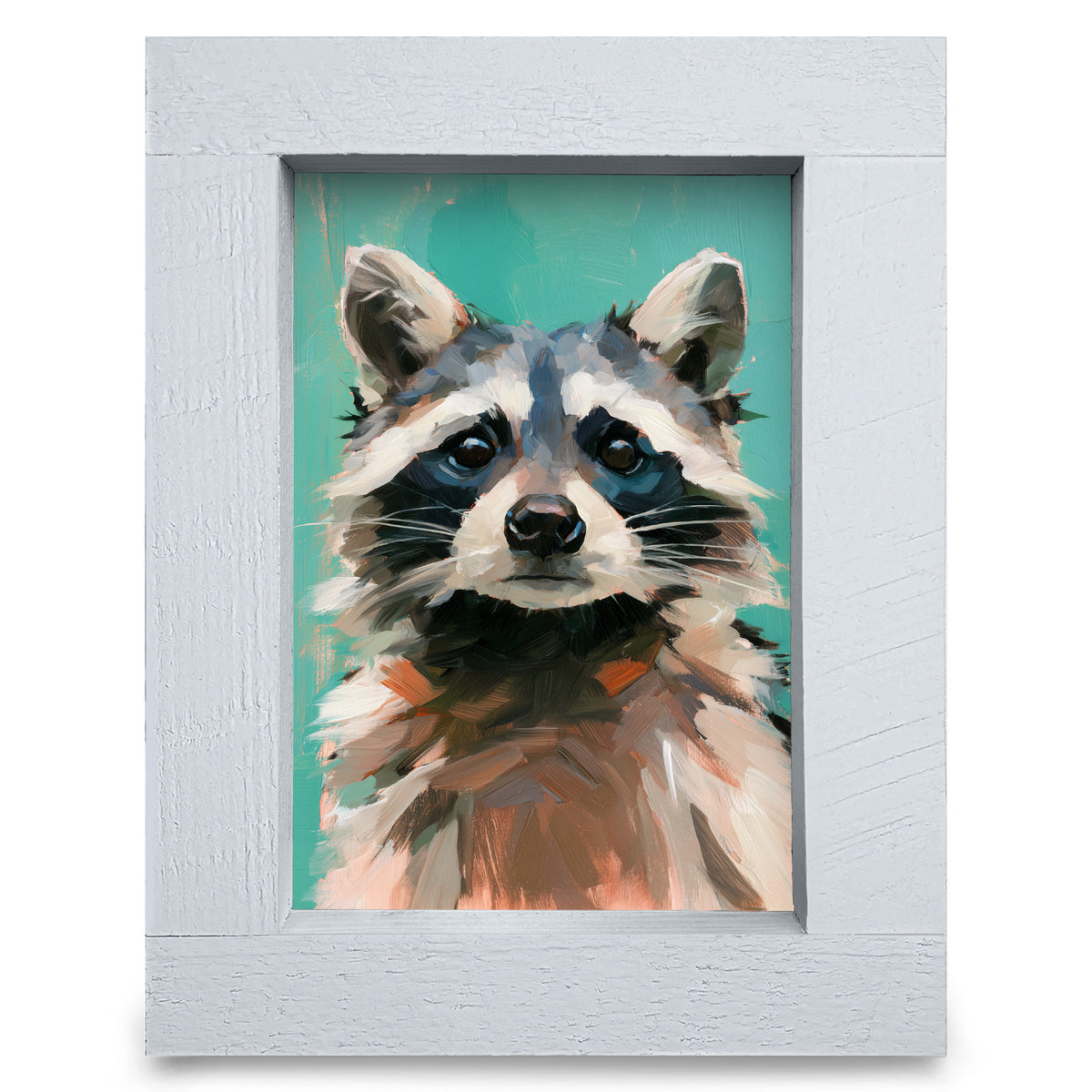 Raccoon Portrait | Real Wood Framed Wall Art Print