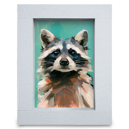 Raccoon Portrait | Real Wood Framed Wall Art Print