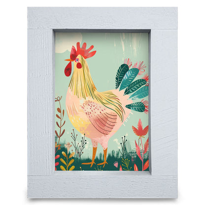 Rise and Shine Rooster | Real Wood Framed Wall Art Print