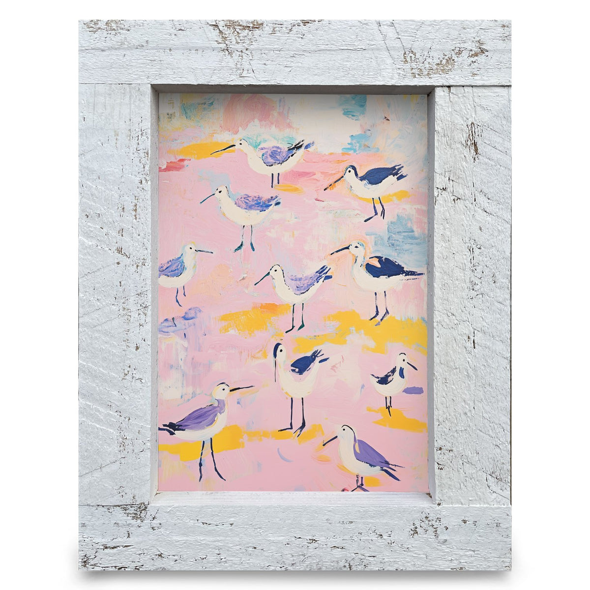 Sandpiper Gathering | Real Wood Framed Wall Art Print