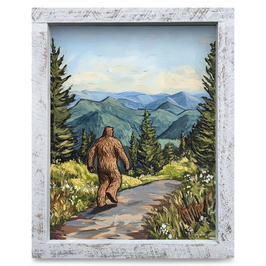 Sasquatch Mountain Stroll | Real Wood Framed Wall Art Print