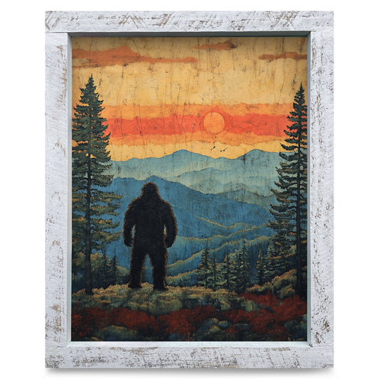Sasquatch Sunset Vista | Real Wood Framed Wall Art Print