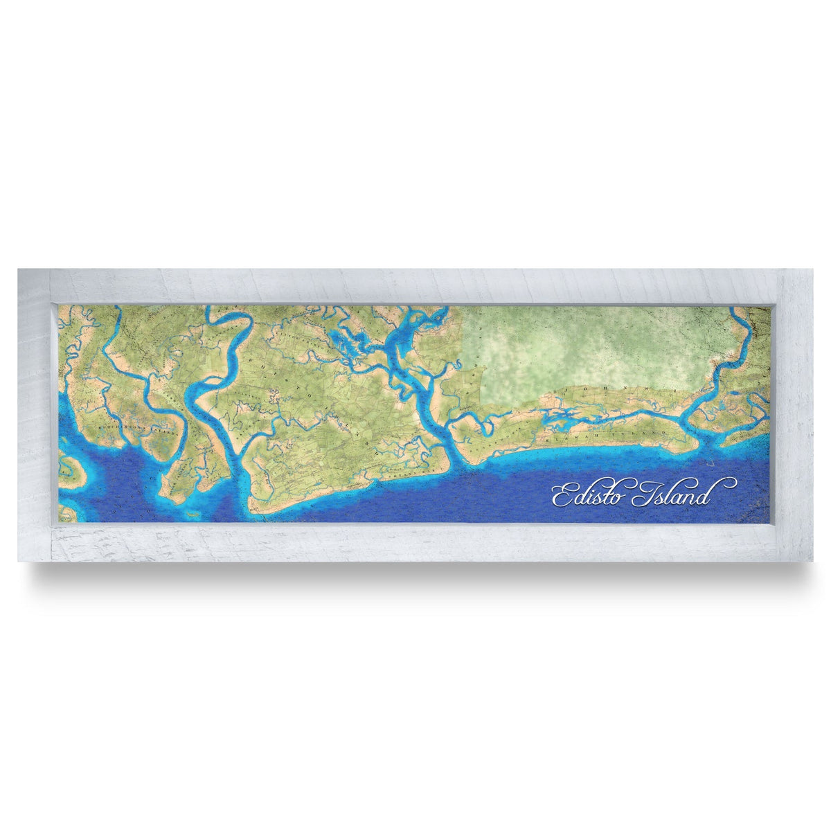Edisto Island, South Carolina Map | Real Wood Framed Wall Art Print