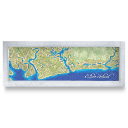 Edisto Island, South Carolina Map | Real Wood Framed Wall Art Print