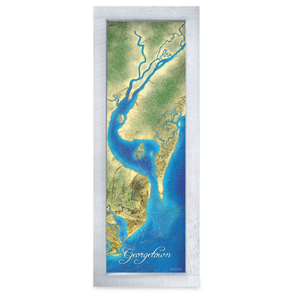 Georgetown, South Carolina Map | Real Wood Framed Wall Art Print