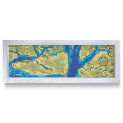 Hilton Head, South Carolina Map | Real Wood Framed Wall Art Print