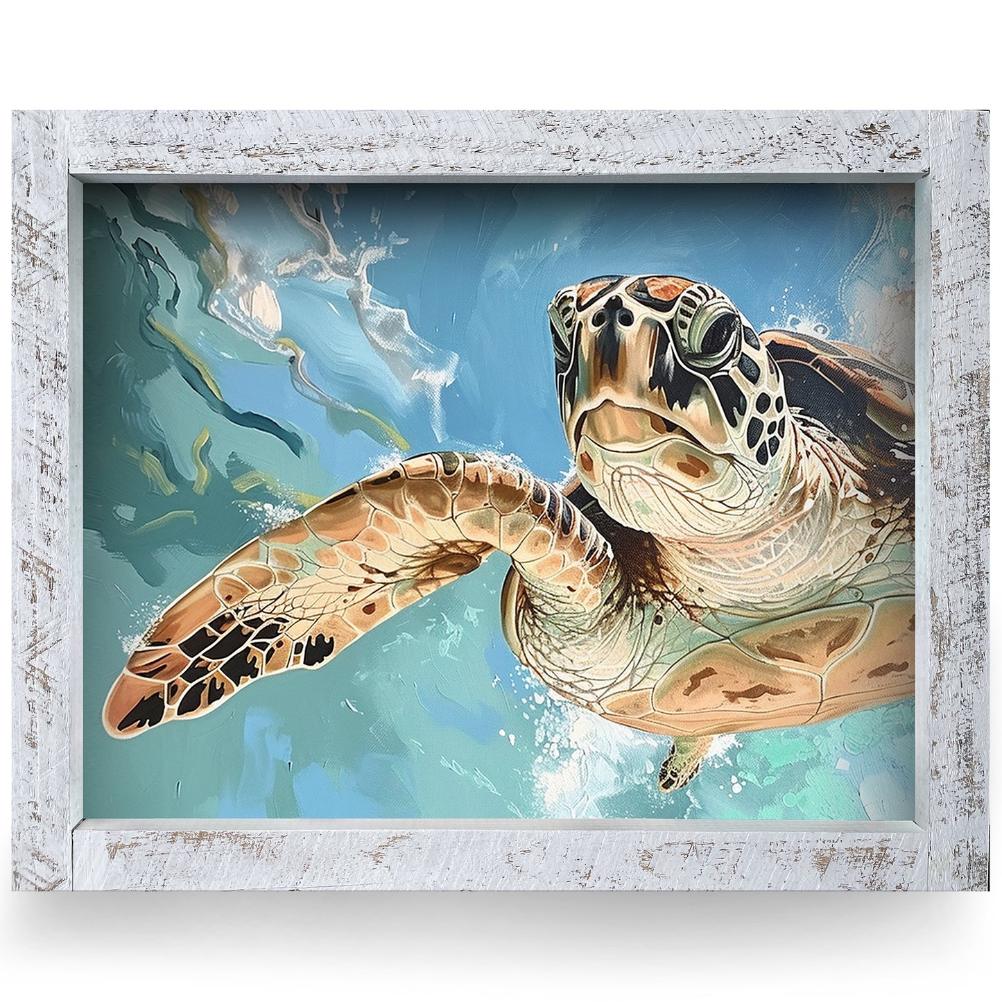 Sea Turtle Dreams | Real Wood Framed Wall Art Print