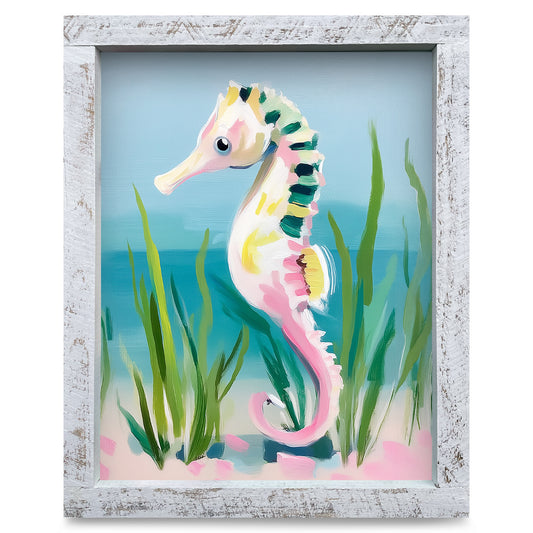 Underwater Seahorse | Real Wood Framed Wall Art Print