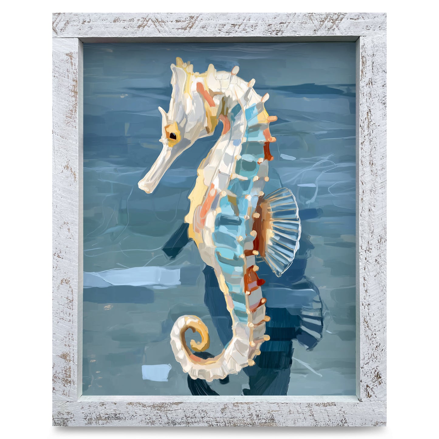 Ocean Seahorse | Real Wood Framed Wall Art Print