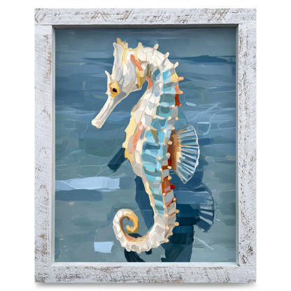 Ocean Seahorse | Real Wood Framed Wall Art Print