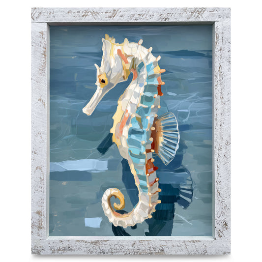 Ocean Seahorse | Real Wood Framed Wall Art Print