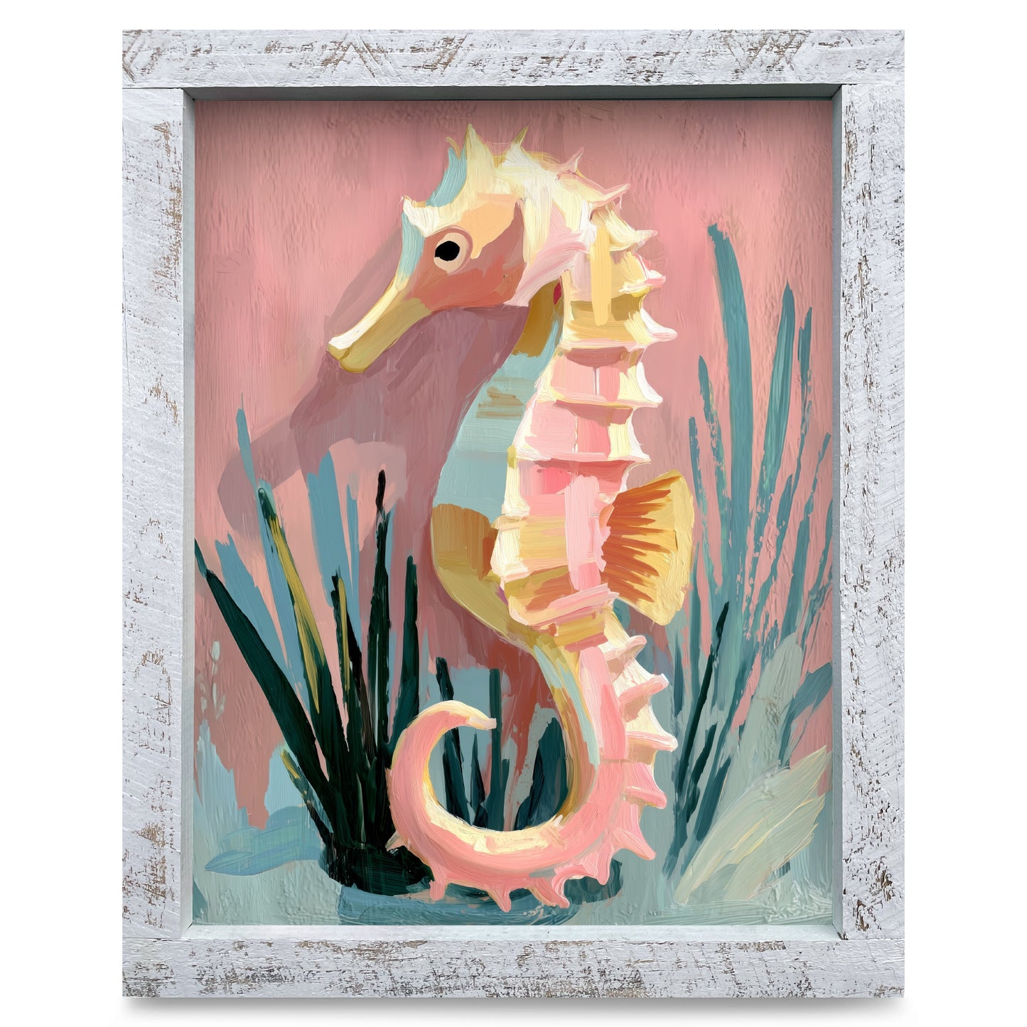 Pretty Seahorse | Real Wood Framed Wall Art Print