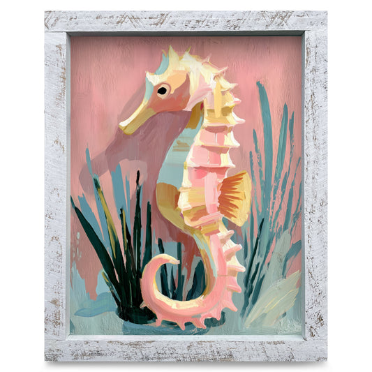 Pretty Seahorse | Real Wood Framed Wall Art Print