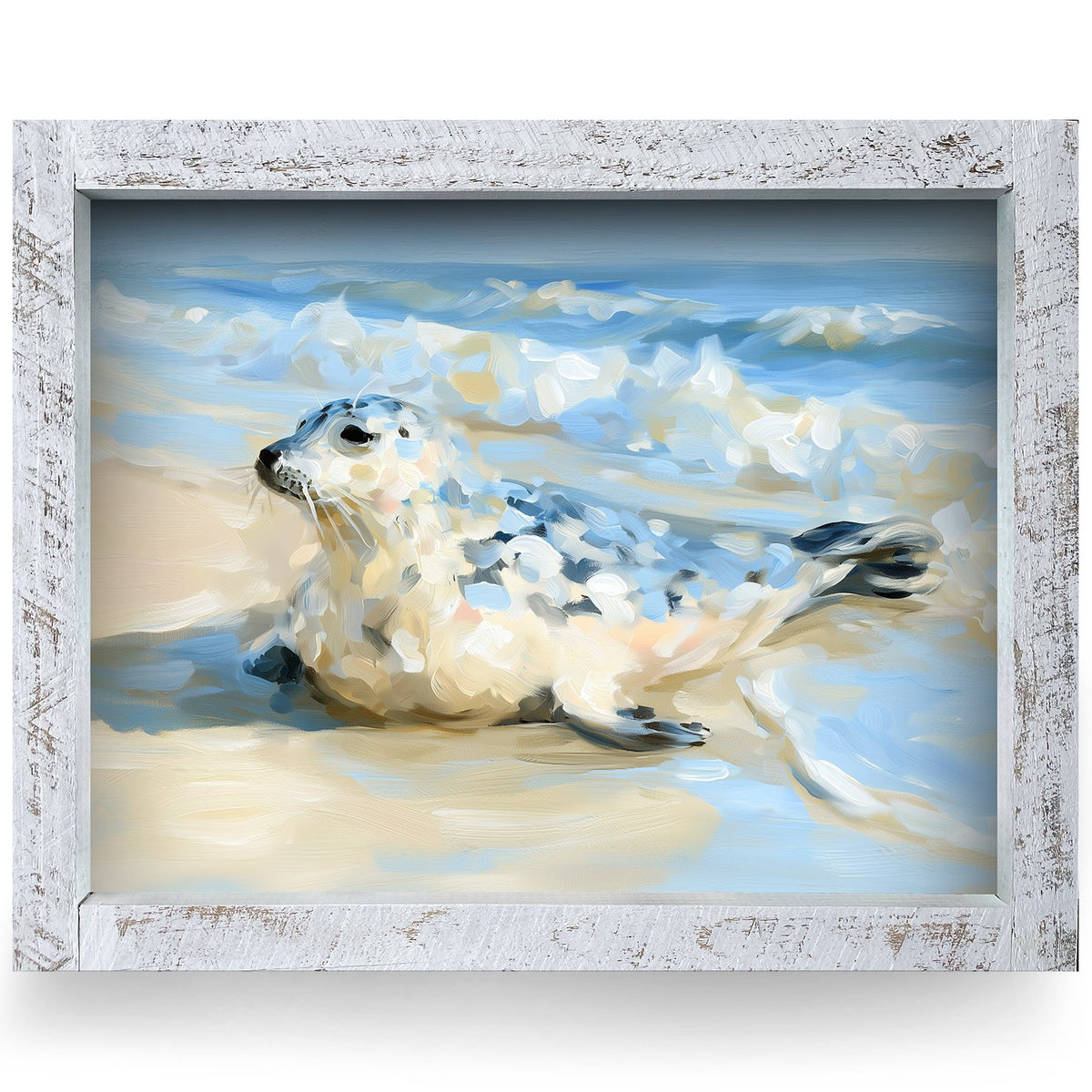 Sweet Seal Pup | Real Wood Framed Wall Art Print