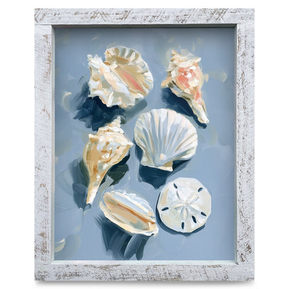 Collected Shells | Real Wood Framed Wall Art Print