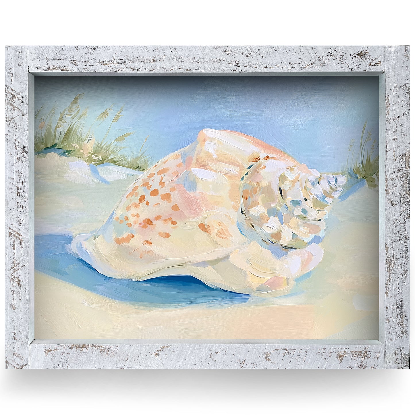 Coastal Conch | Real Wood Framed Wall Art Print