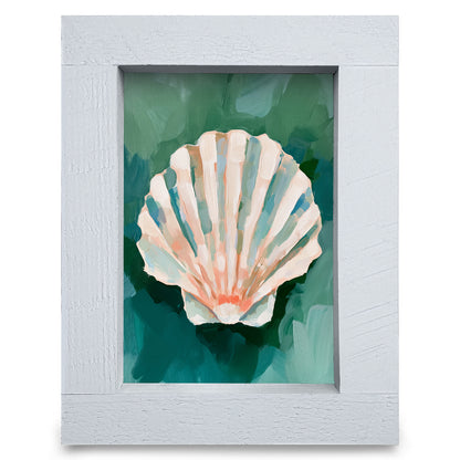 Painted Scallop Shell | Real Wood Framed Wall Art Print