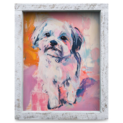 Pastel Shih Tzu | Real Wood Framed Wall Art Print