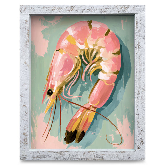 Pastel Shrimp | Real Wood Framed Wall Art Print