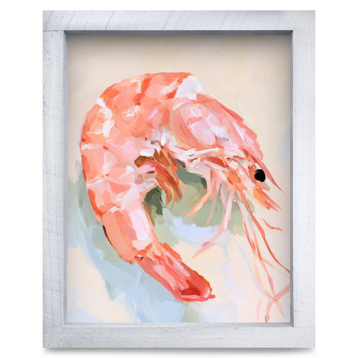 Painted Shrimp | Real Wood Framed Wall Art Print