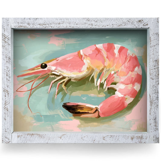 Coastal Shrimp | Real Wood Framed Wall Art Print