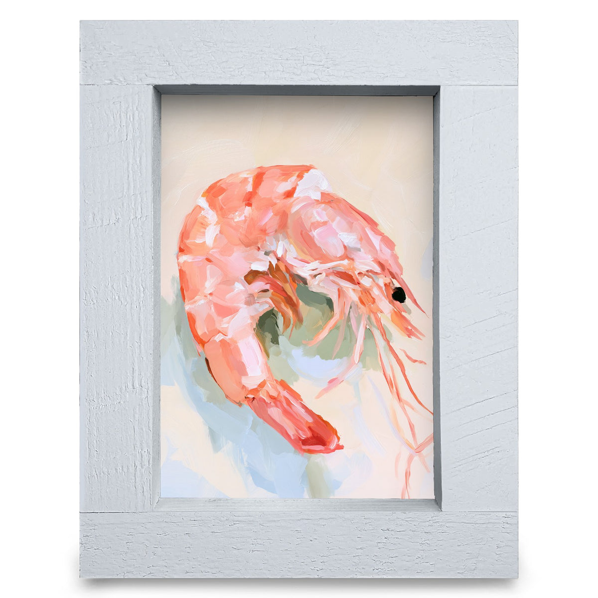 Painted Shrimp | Real Wood Framed Wall Art Print