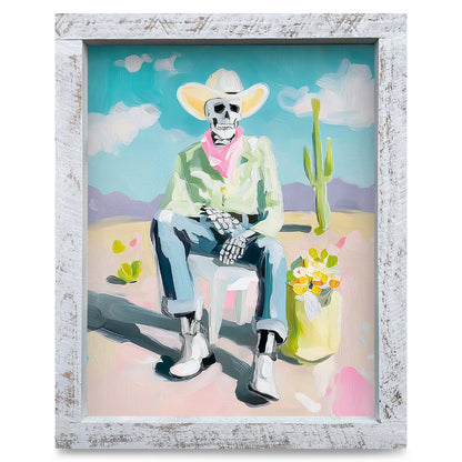 Desert Skeleton | Real Wood Framed Wall Art Print