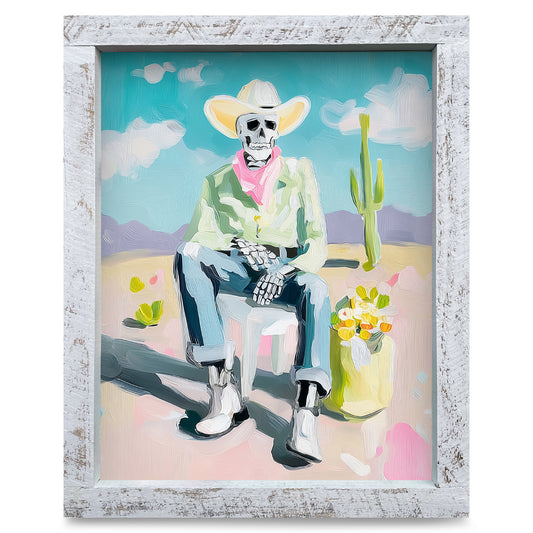 Desert Skeleton | Real Wood Framed Wall Art Print