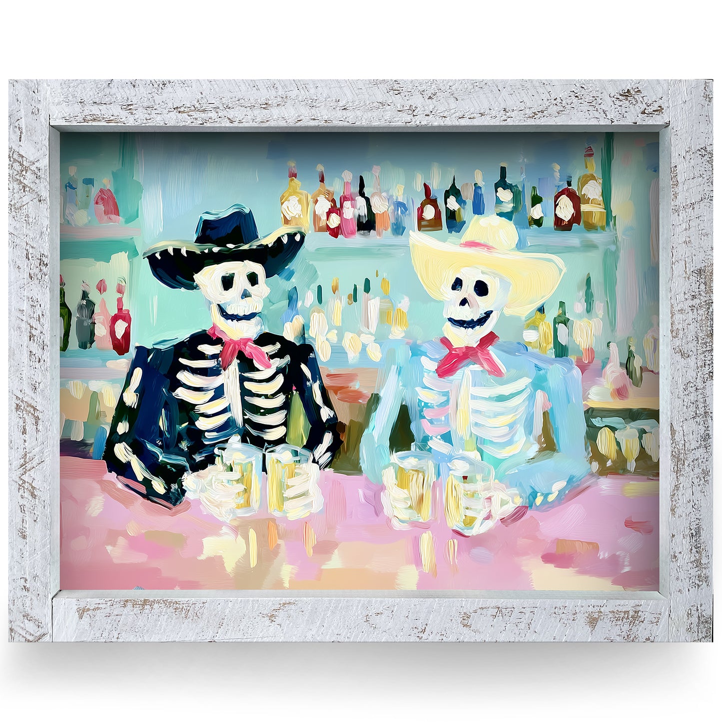 Last Call Skeletons | Real Wood Framed Wall Art Print