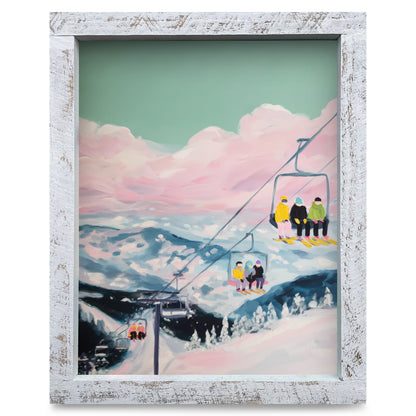 Colorful Eastern Ski Lift | Real Wood Framed Wall Art Print