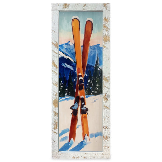 Vintage Après Skis | Real Wood Framed Wall Art Print | Skinny