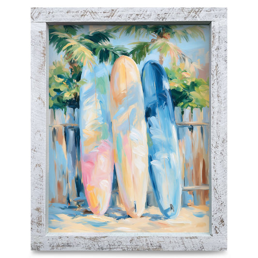 Pastel Surfboard Trio | Real Wood Framed Wall Art Print
