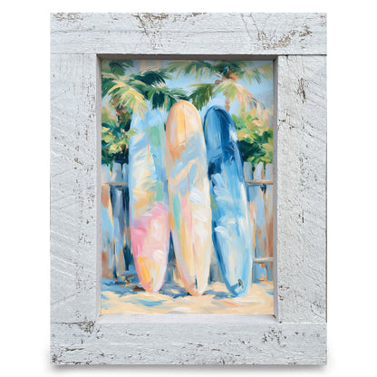 Pastel Surfboard Trio | Real Wood Framed Wall Art Print