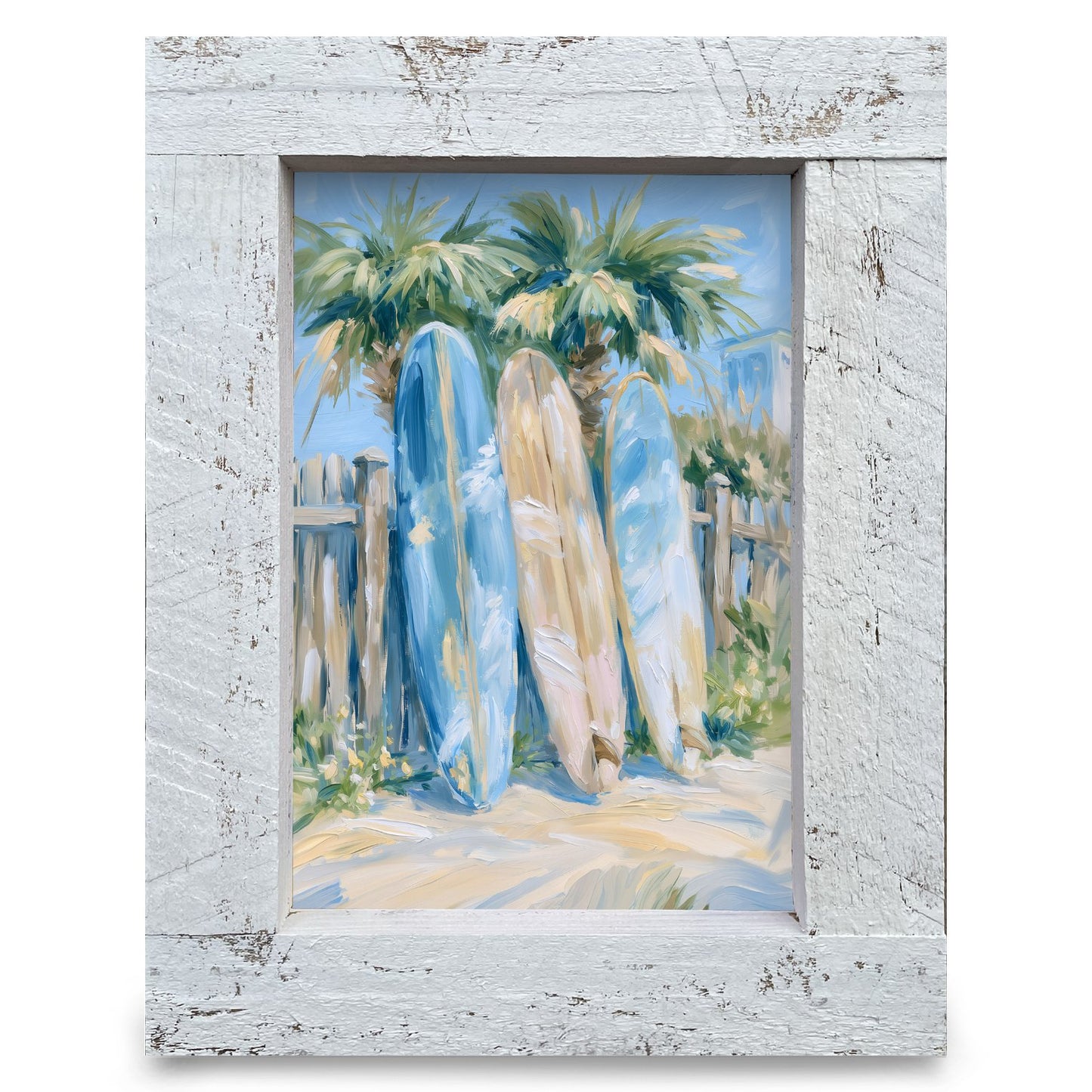 Beachside Surfboards | Real Wood Framed Wall Art Print