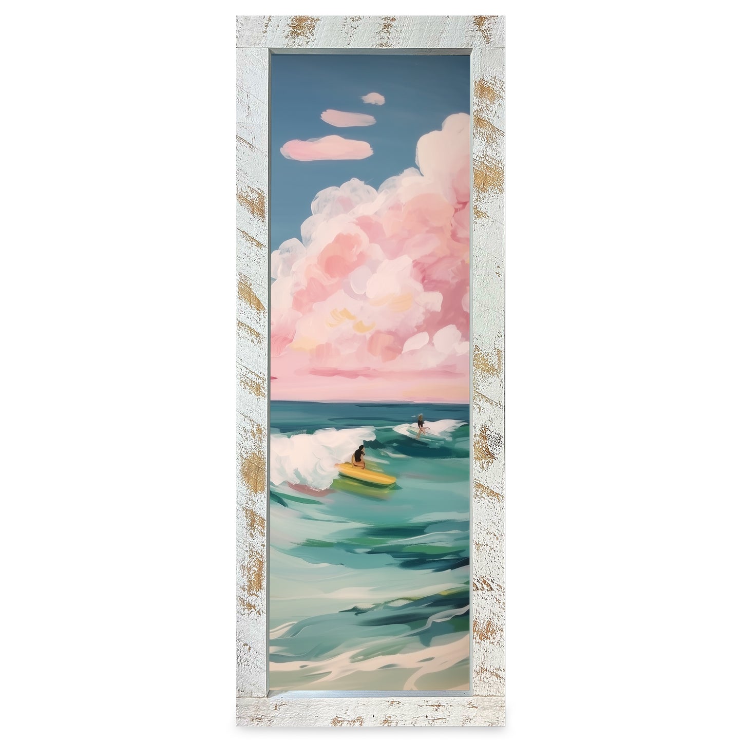 Surfing Paradise | Real Wood Framed Wall Art Print | Skinny