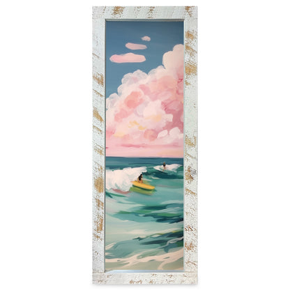 Surfing Paradise | Real Wood Framed Wall Art Print | Skinny