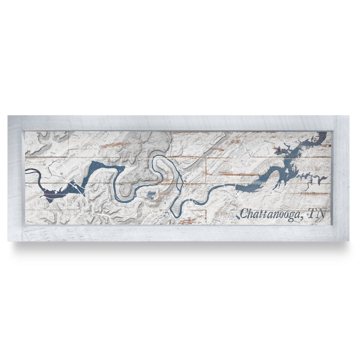 Chattanooga, Tennessee Map | Real Wood Framed Wall Art Print