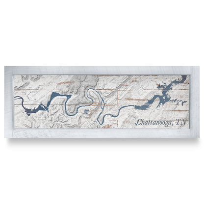 Chattanooga, Tennessee Map | Real Wood Framed Wall Art Print