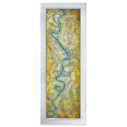 Mississippi River (Memphis), Tennessee Map | Real Wood Framed Wall Art Print