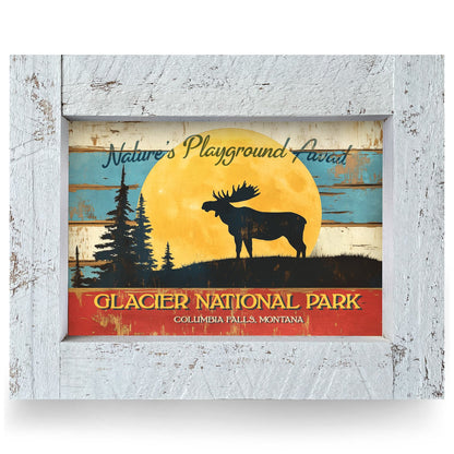 Glacier Park Moose Poster | Real Wood Framed Wall Art Print